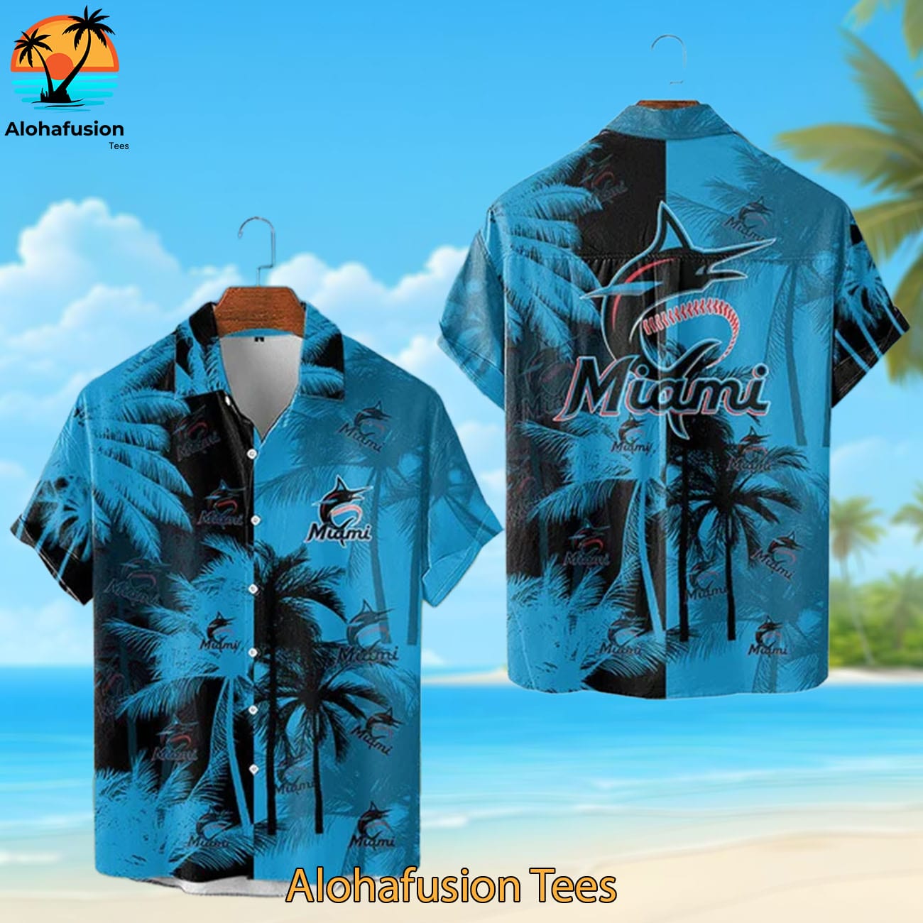 Miami Marlins Coastal Collection Miami Marlins Aloha Shirt 1