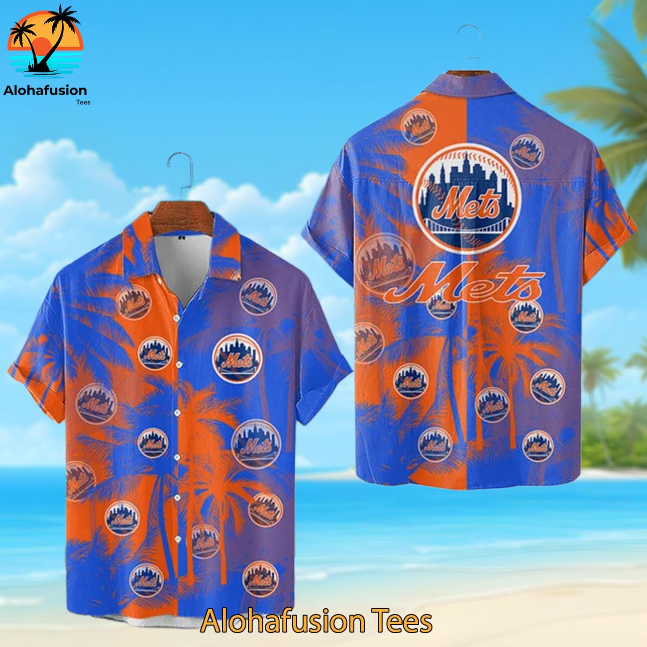 New York Mets Coastal Collection New York Mets Aloha Shirt 1