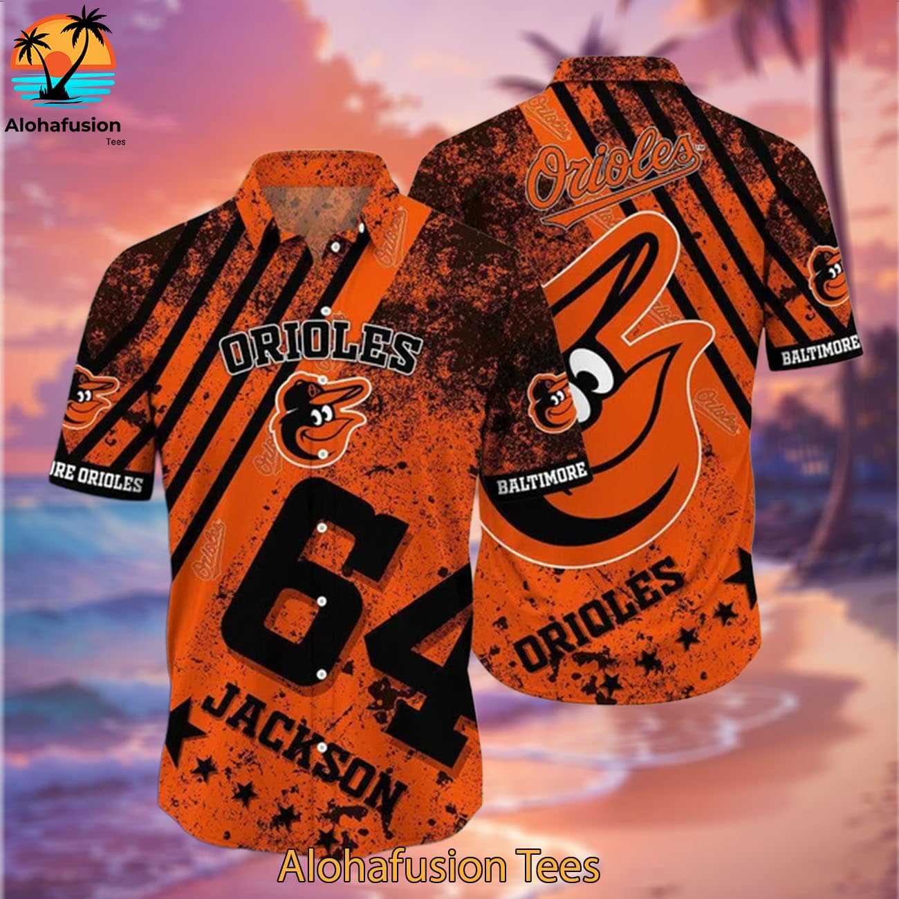 Personalized Baltimore Orioles Orange Black Pride Baltimore Orioles Aloha Shirt 2