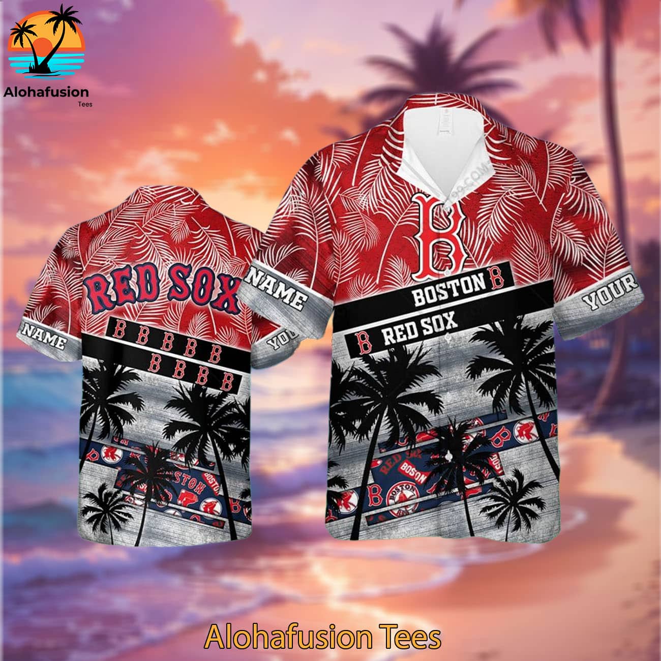 Personalized Boston Red Sox A Summer Swing Boston Red Sox Aloha Shirt 2