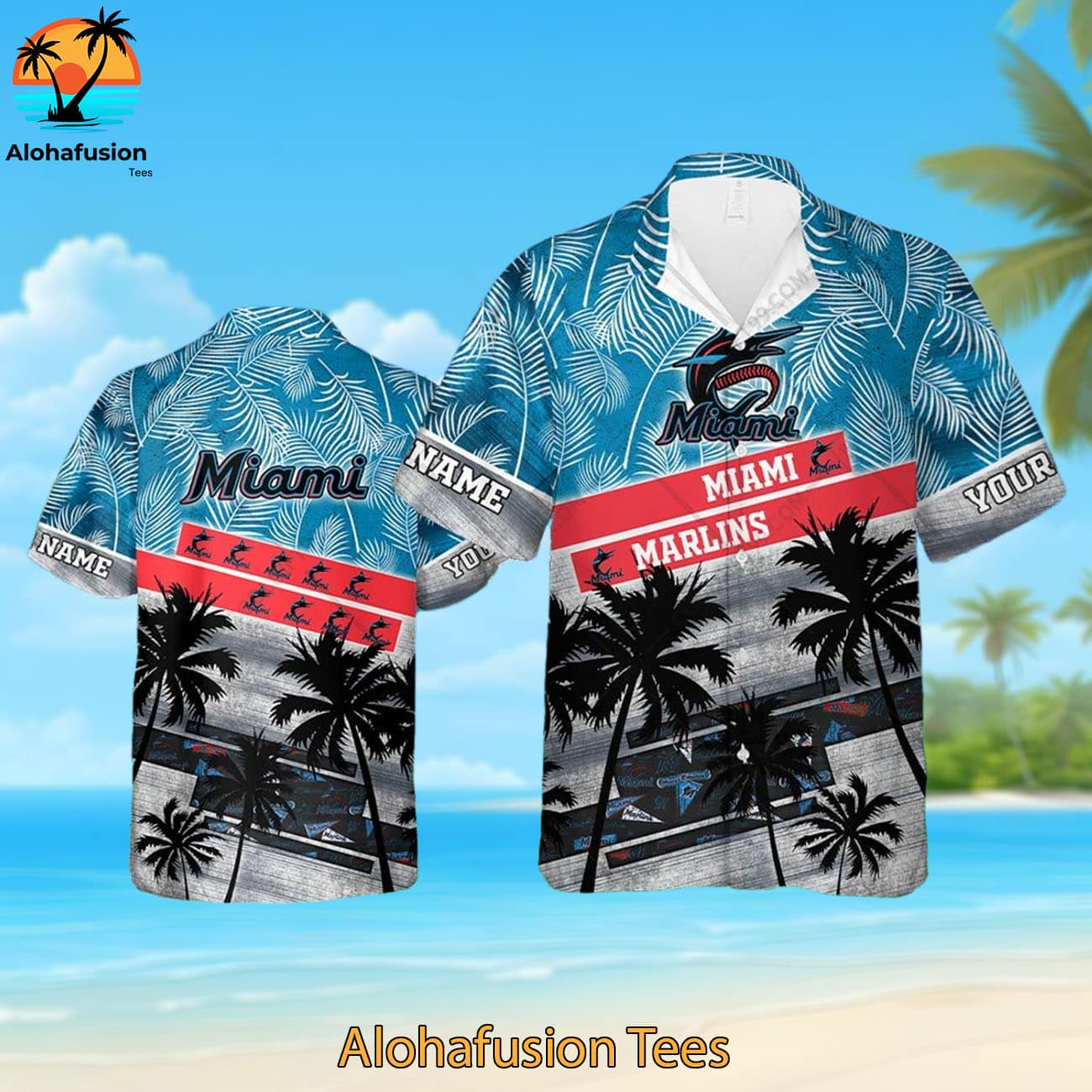 Personalized Miami Marlins A Summer Swing Miami Marlins Aloha Shirt 1