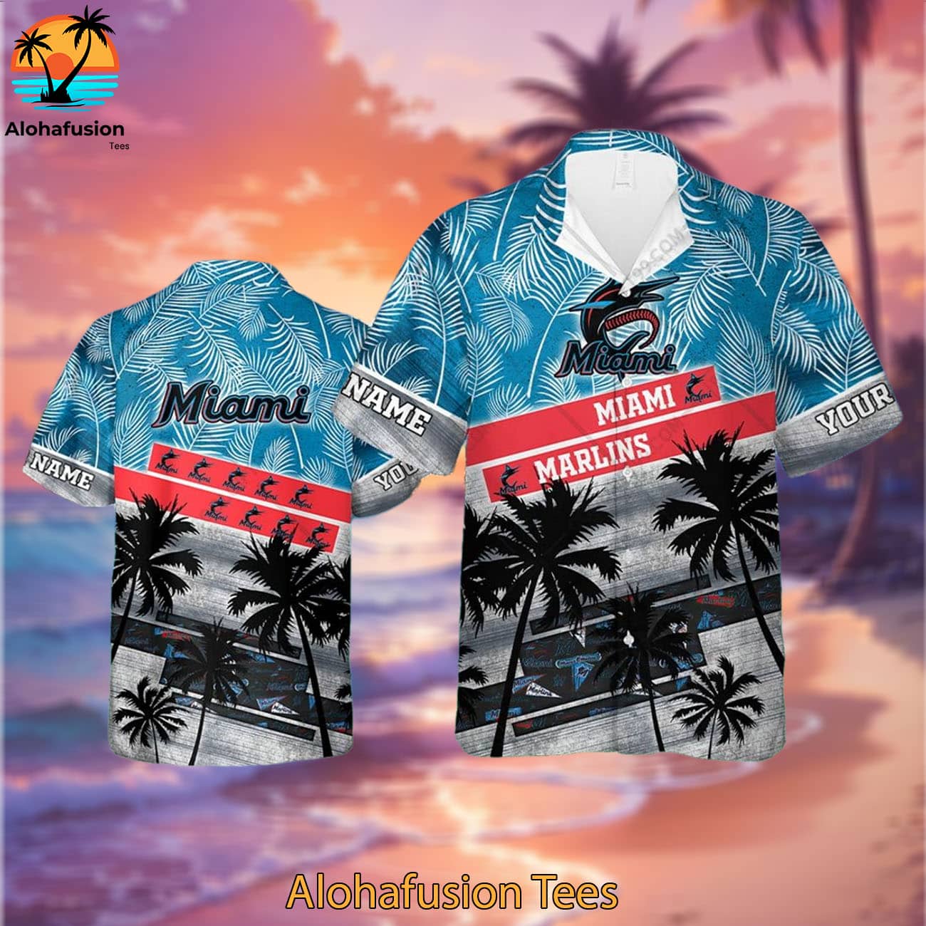 Personalized Miami Marlins A Summer Swing Miami Marlins Aloha Shirt 2