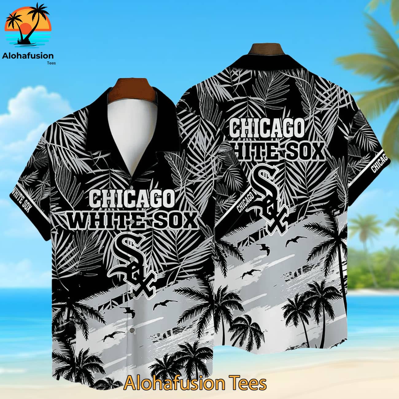 Chicago White Sox Tropical Palms Chicago White Sox Aloha Shirt 1