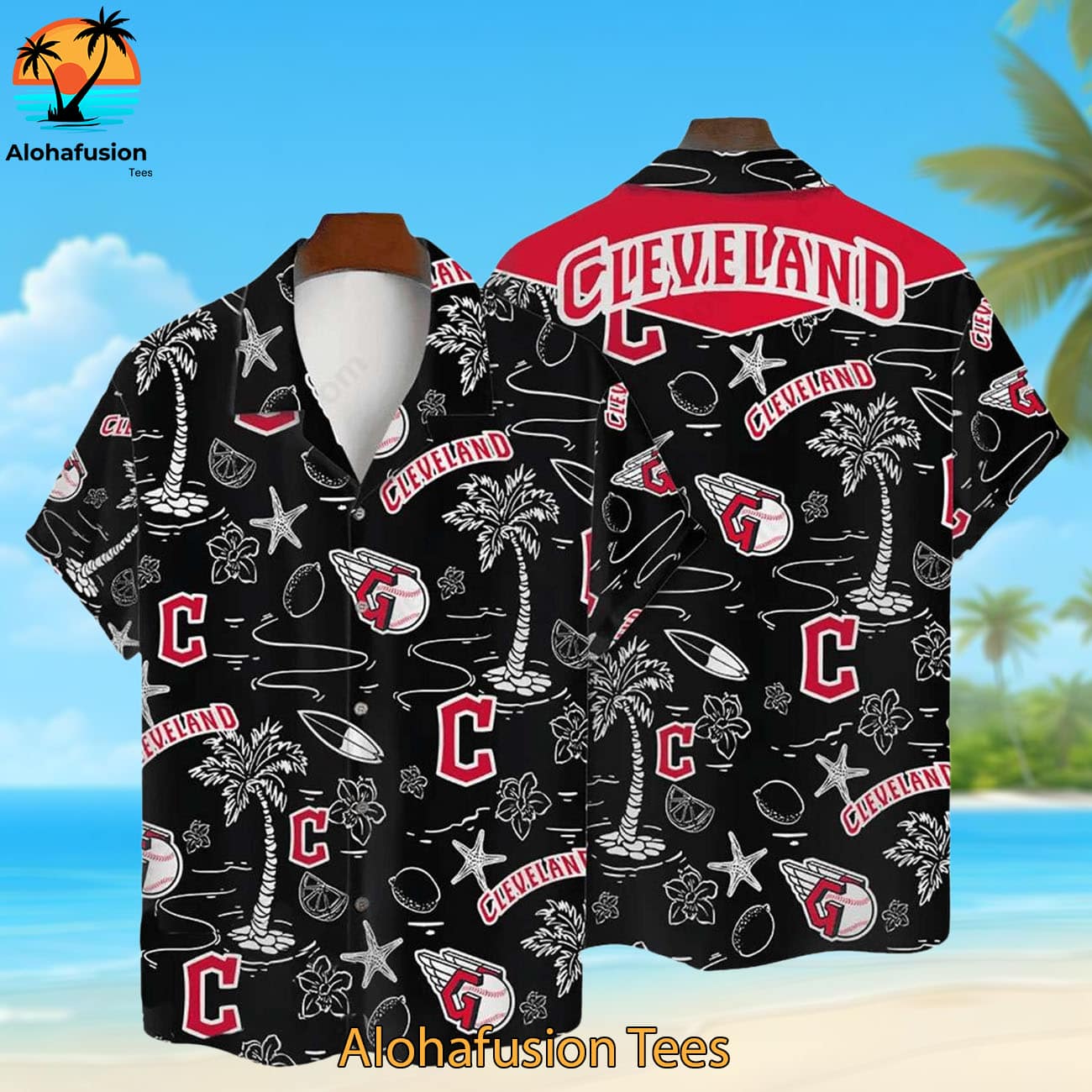 Cleveland Guardians Tropical Palms Cleveland Guardians Aloha Shirt 1