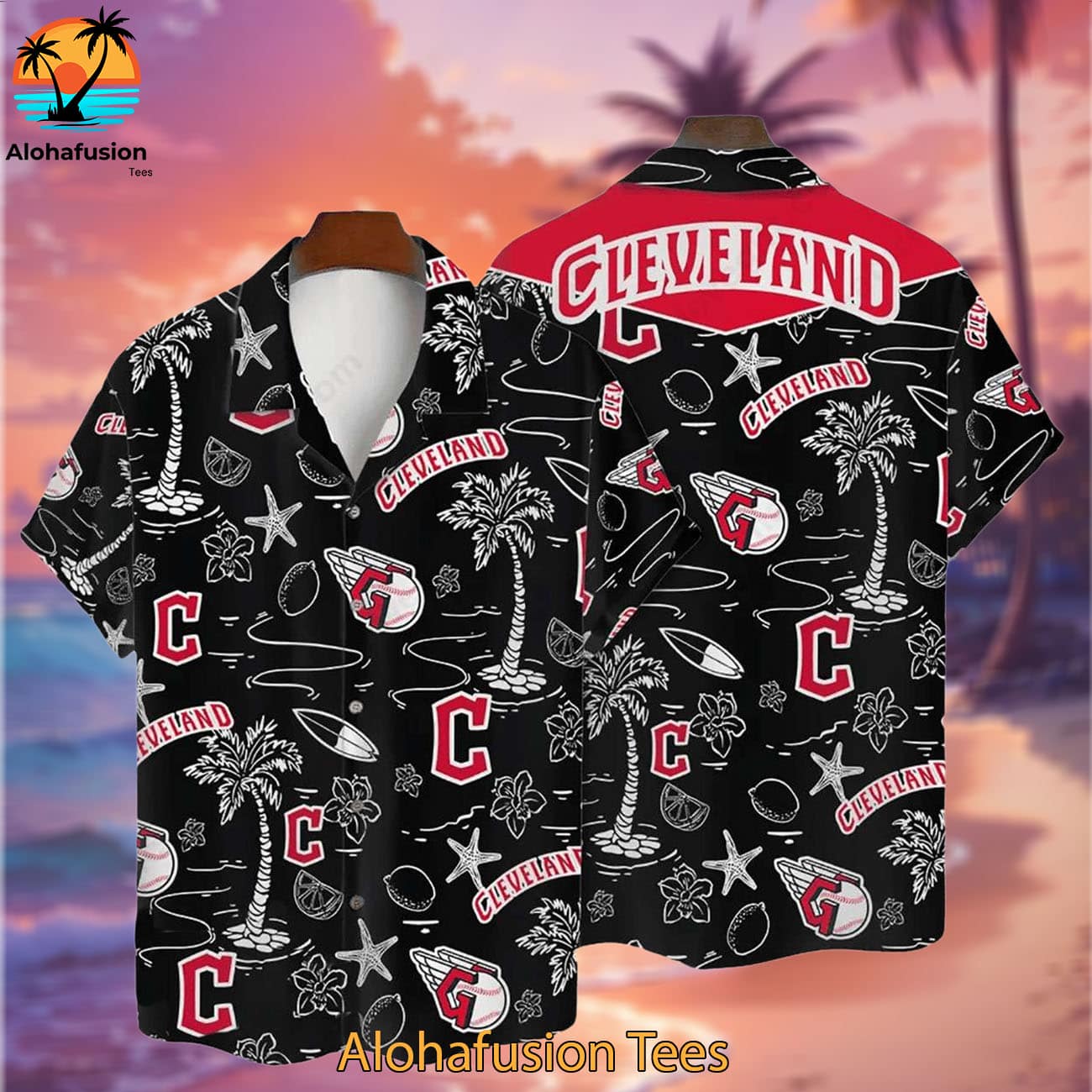 Cleveland Guardians Tropical Palms Cleveland Guardians Aloha Shirt 2
