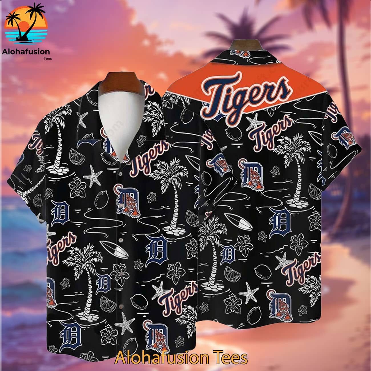 Detroit Tigers Tropical Palms Detroit Tigers Aloha Shirt 2