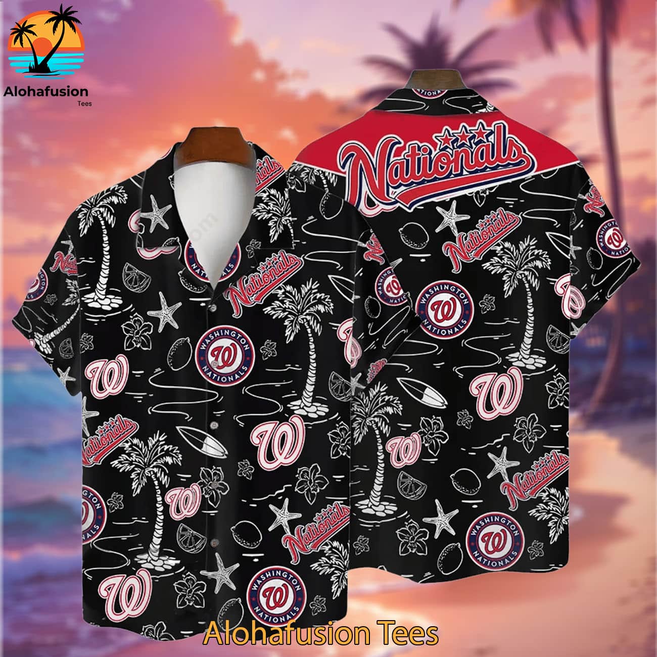 Washington Nationals Tropical Palms Washington Nationals Aloha Shirt 2