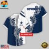 Custom Name Dallas Cowboys Hibicus NFL Hawaiian Shirts For Fans
