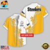 Custom Name Pittsburgh Steelers Hibicus Pattern NFL Hawaiian Shirts For Fans