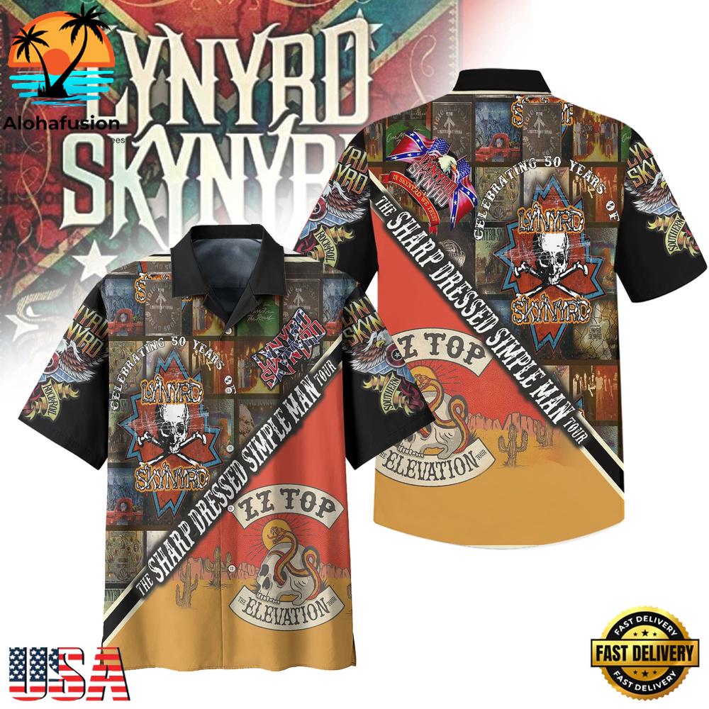 Lynyrd Skynyrd The Sharp Dressed Simple Man Tour Summer Aloha Hawaiian Shirt