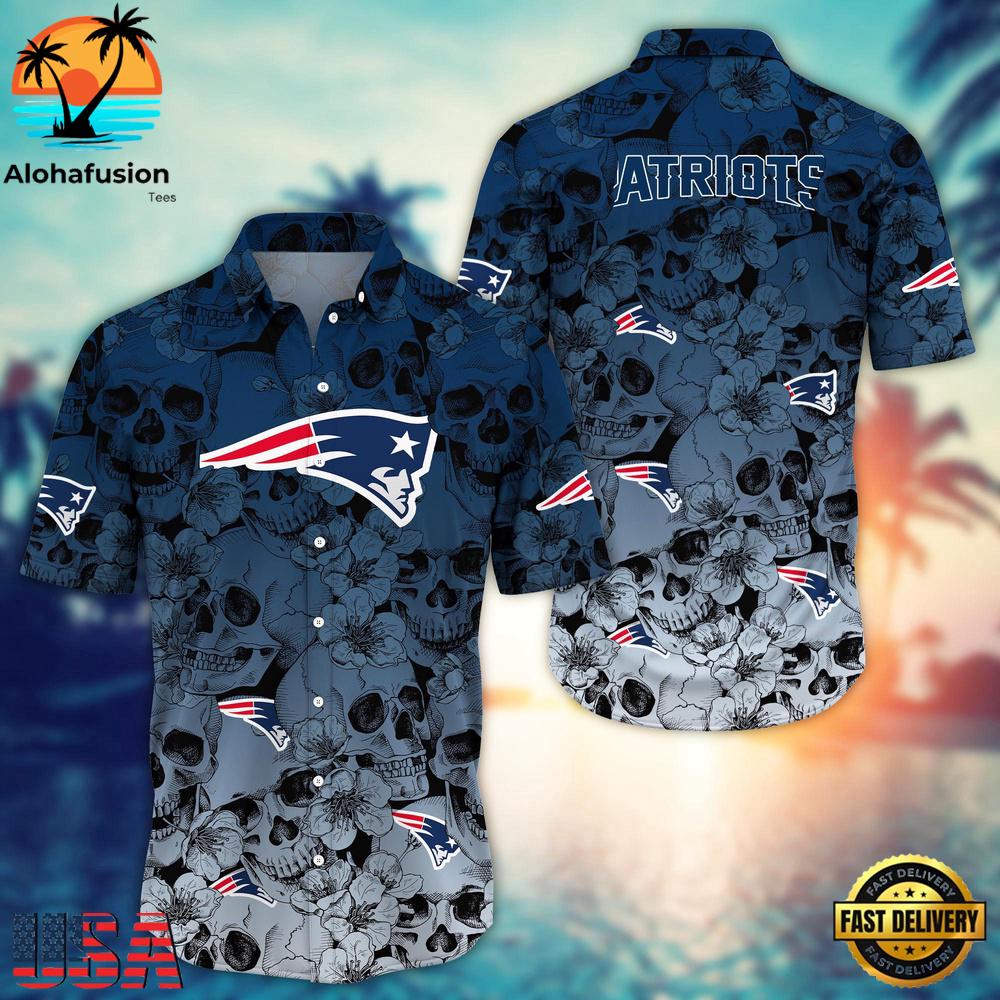 New England Patriots Skull Pattern NFL Hawaiian Shirt