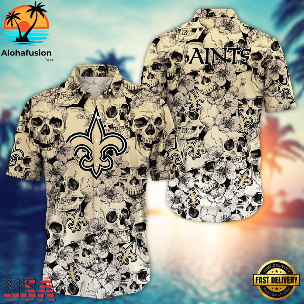 New Orleans Saints Skull Pattern NFL Hawaiian Shirt