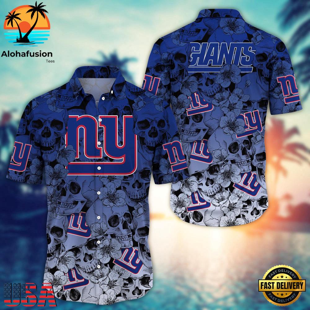New York Giants Skull Pattern NFL Hawaiian Shirt