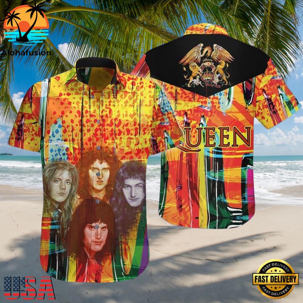 Queen Band Portrait Summer Aloha Hawaiian Shirt