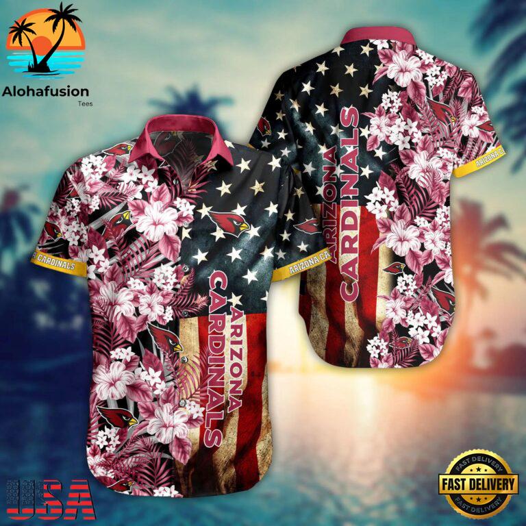 Arizona Cardinals NFL Aloha Flag Flower Hawaiian Shirt For Fans