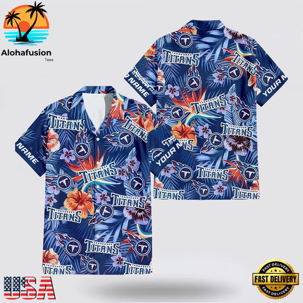 Custom Name Tennessee Titans Logo Flowers Hawaiian Shirt