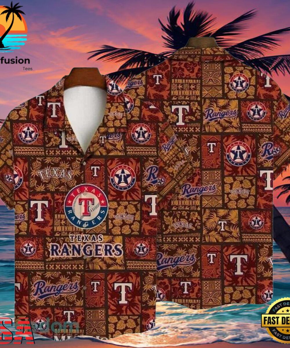 MLB Earthy Texas Rangers Tiki Pattern Aloha Hawaiian Shirt