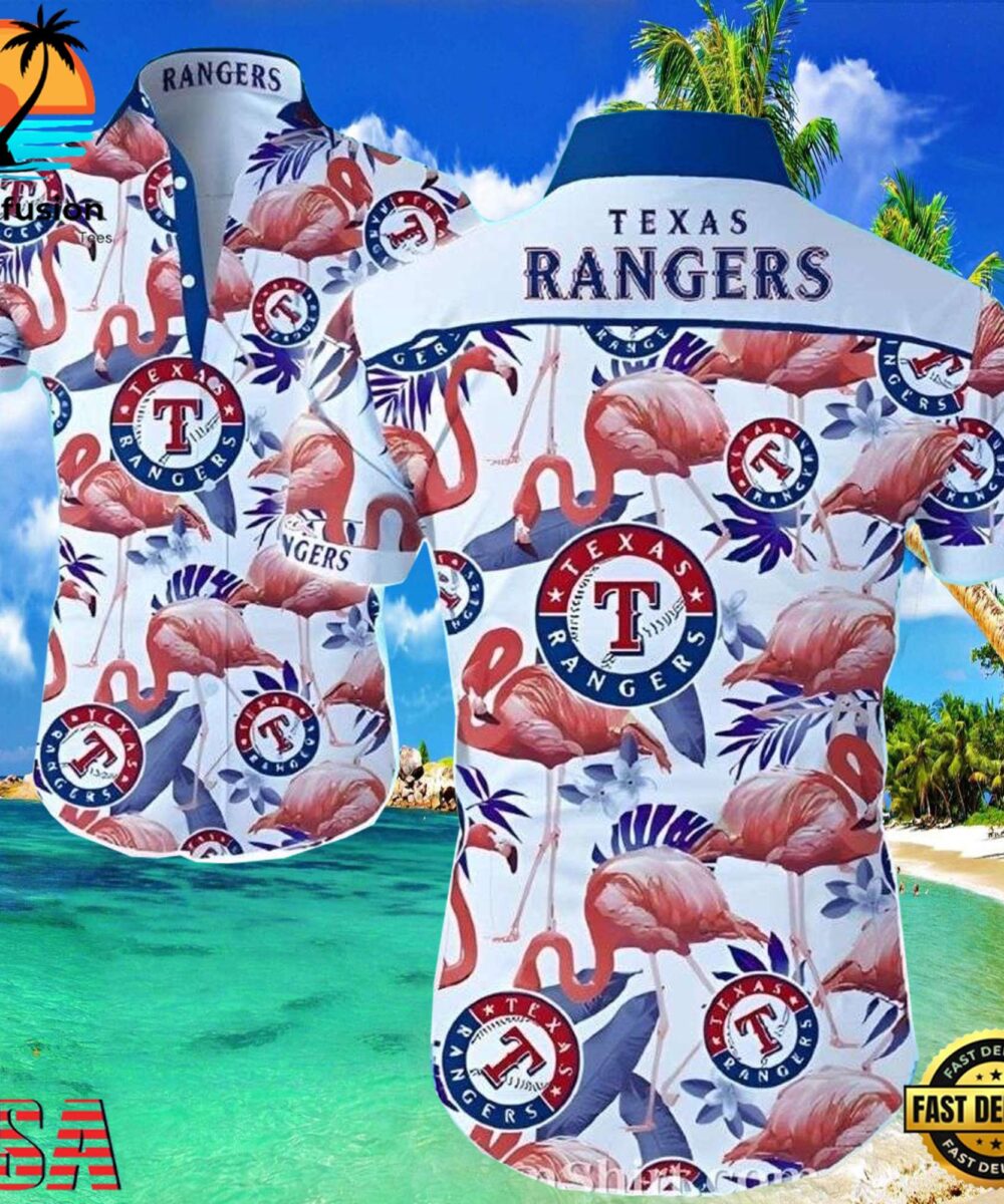 MLB Flamingo Breeze Texas Rangers Aloha Shirt