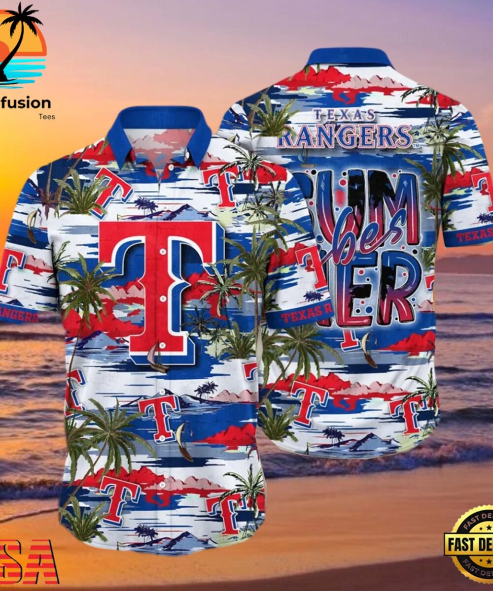 MLB Texas Rangers Flower Aloha Hawaiian Shirt