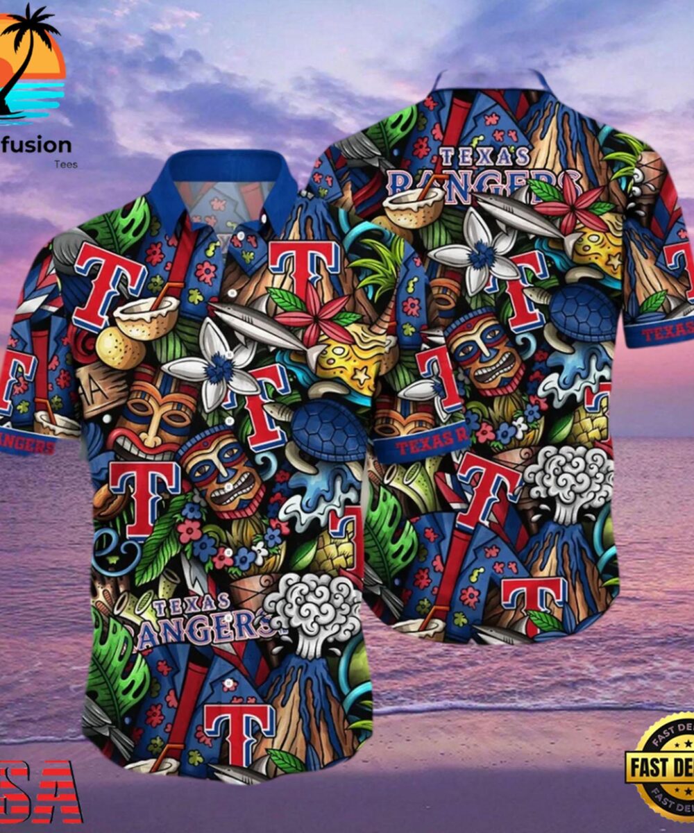 MLB Texas Rangers Flower Aloha Hawaiian Shirt
