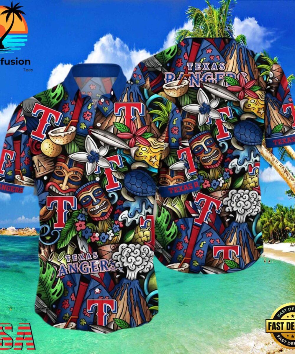MLB Texas Rangers Flower Aloha Hawaiian Shirt