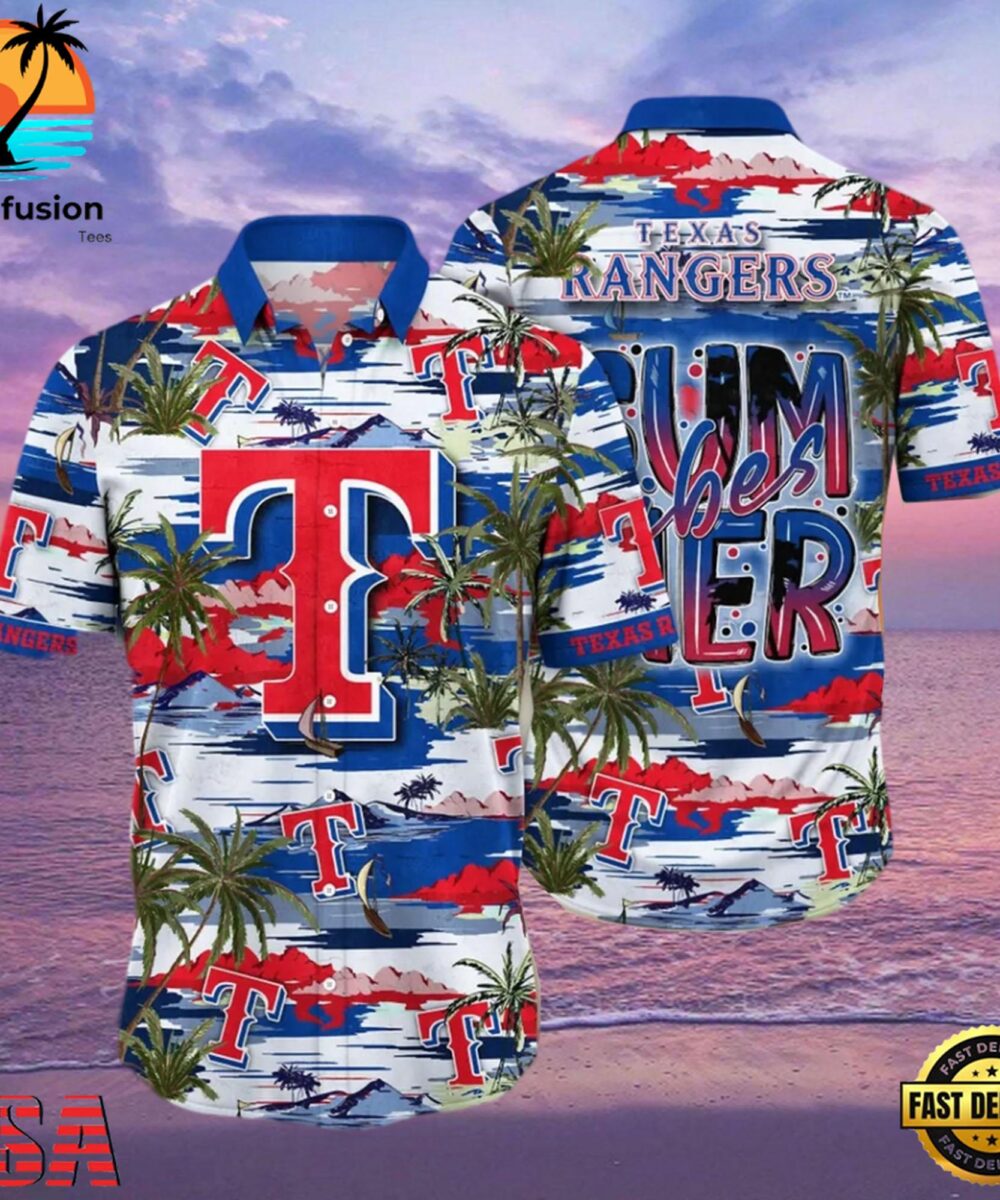 MLB Texas Rangers Flower Aloha Hawaiian Shirt