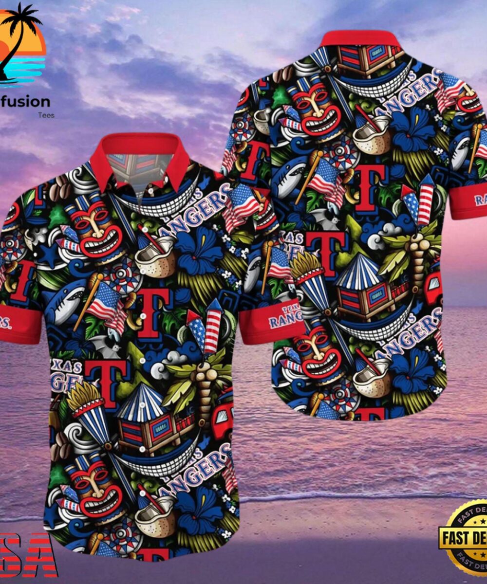 MLB Texas Rangers Flower Aloha Hawaiian Shirt