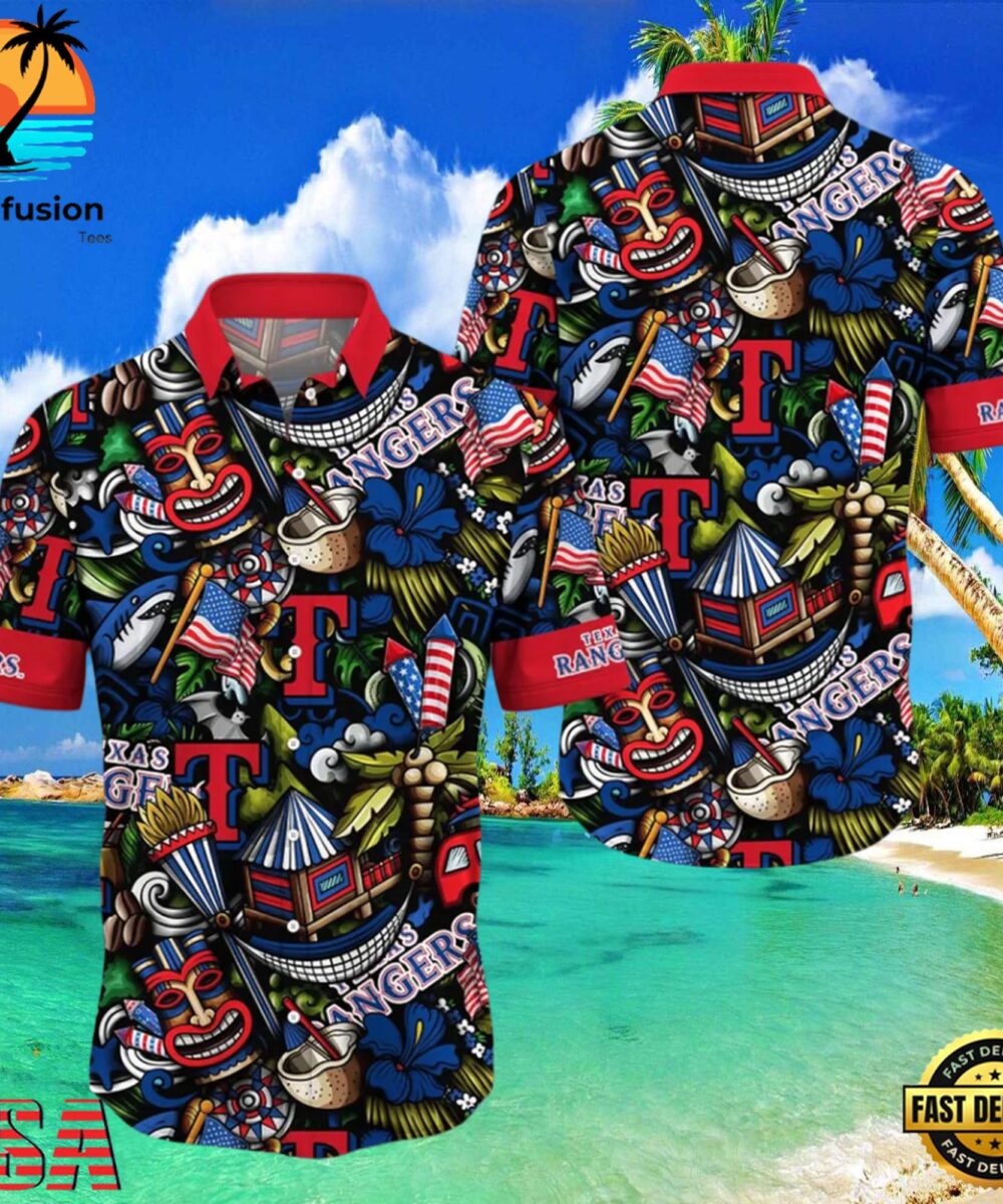 MLB Texas Rangers Flower Aloha Hawaiian Shirt