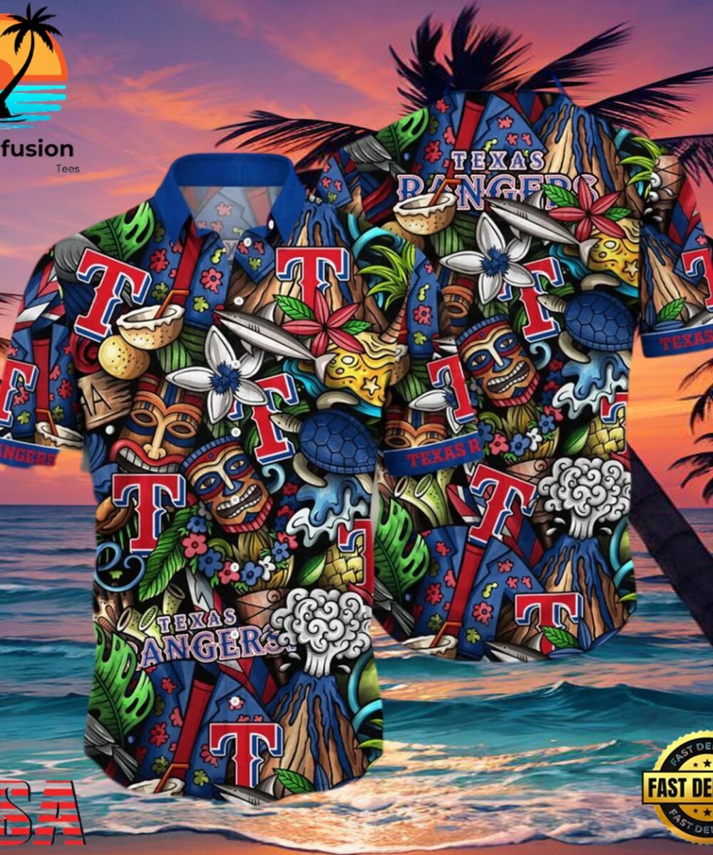 MLB Texas Rangers Flower Aloha Hawaiian Shirt