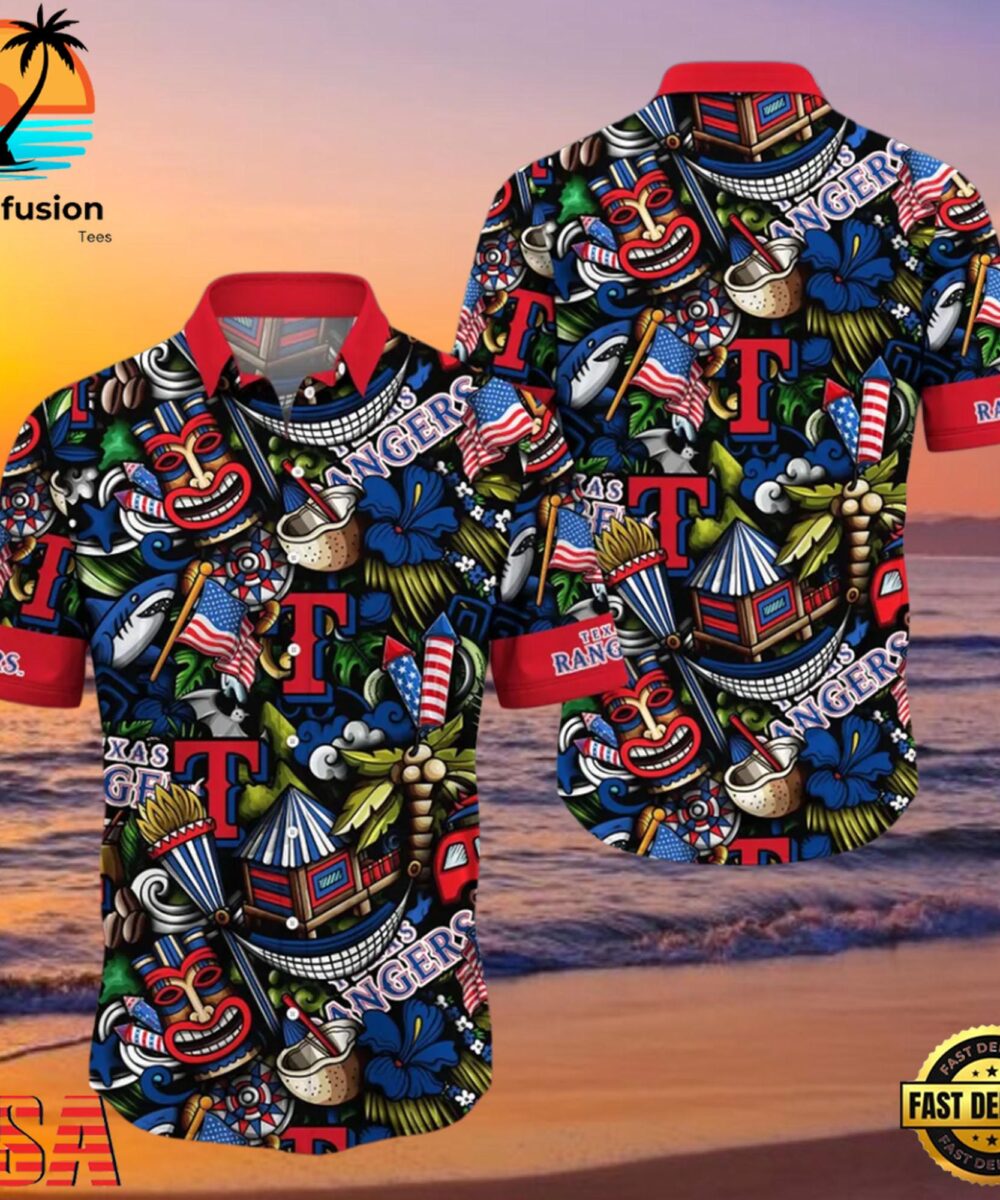 MLB Texas Rangers Flower Aloha Hawaiian Shirt