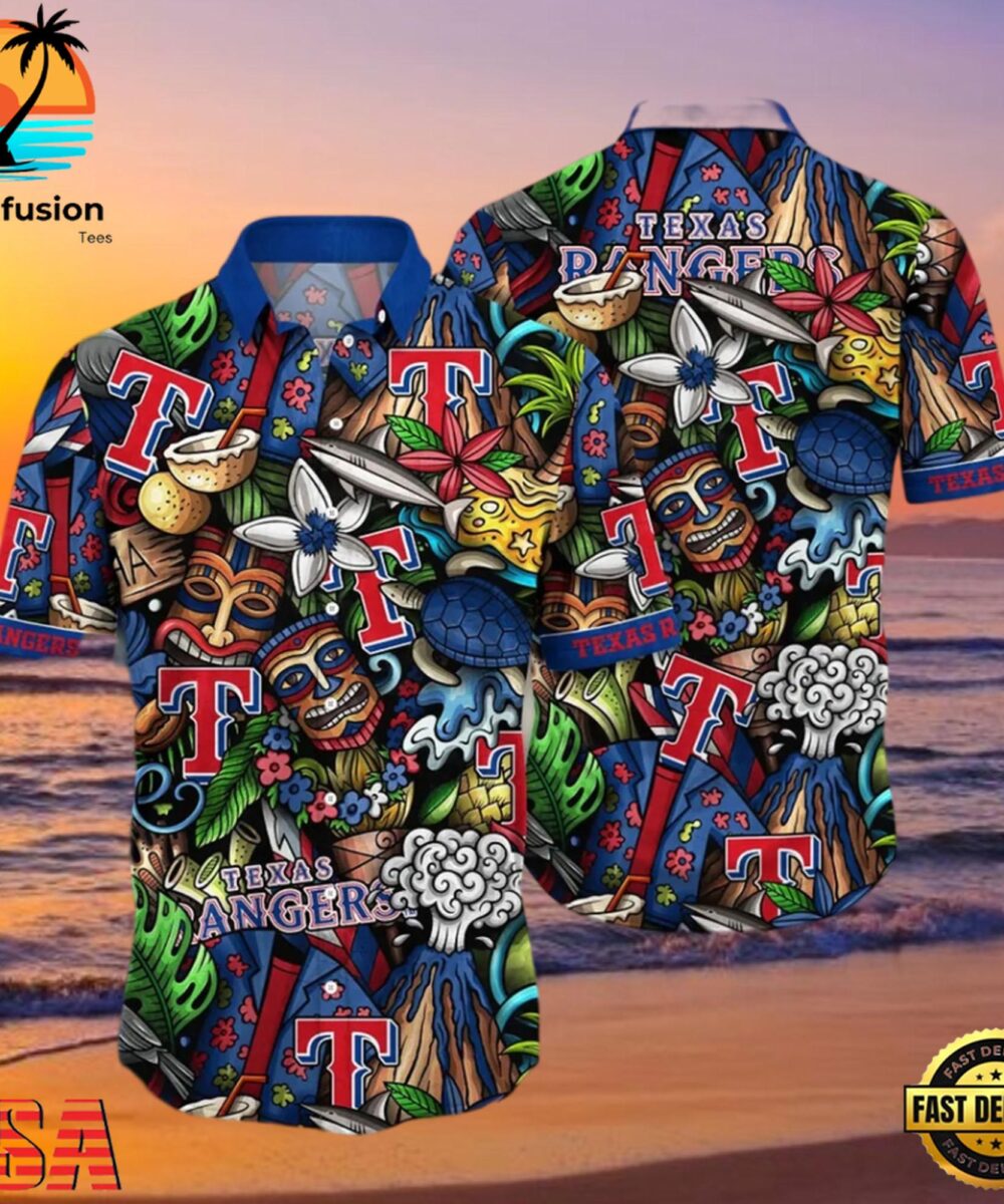 MLB Texas Rangers Flower Aloha Hawaiian Shirt