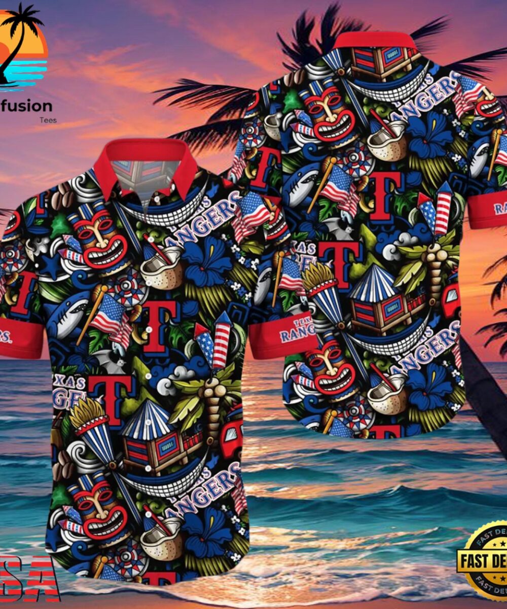 MLB Texas Rangers Flower Aloha Hawaiian Shirt