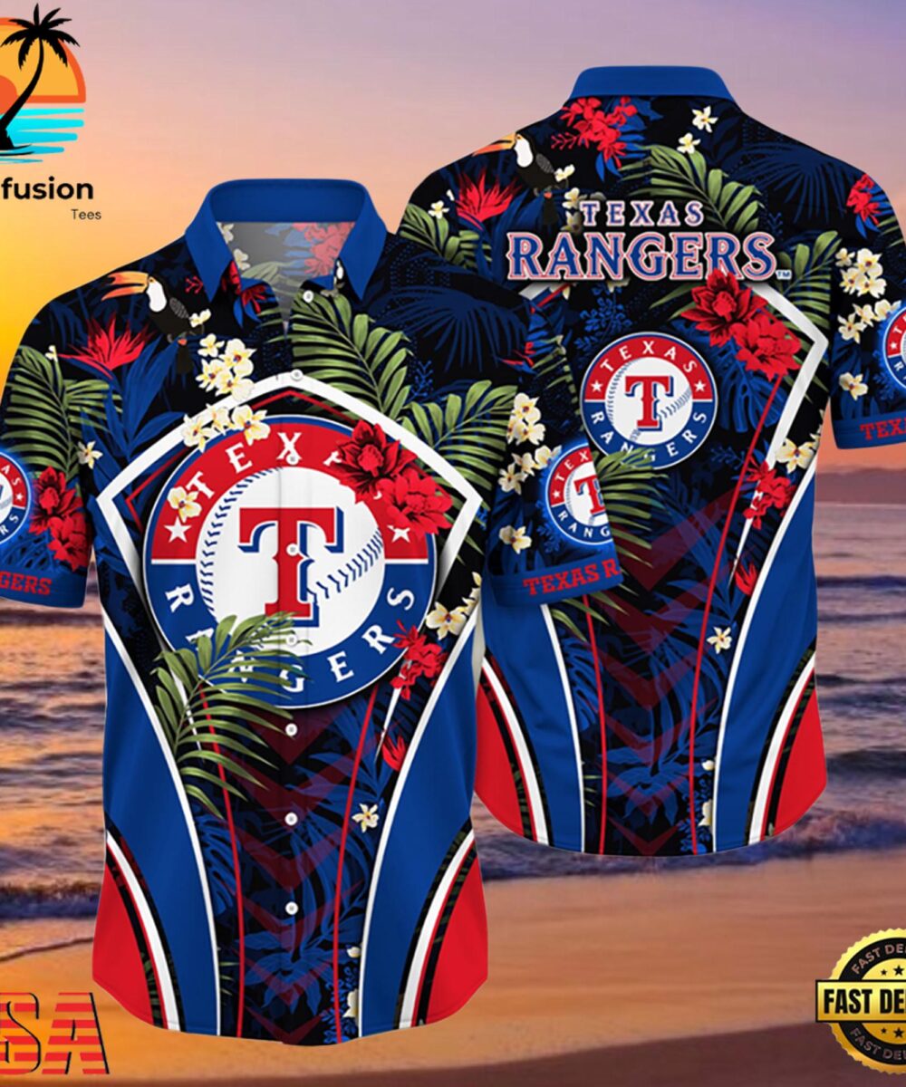 MLB Texas Rangers Flower Tropical Style Hot Trending Hawaiian Button Down Shirt , Floral Shirts 6 MLB Texas Rangers Flower Tropical Style Hot Trending Hawaiian Button Down Shirt