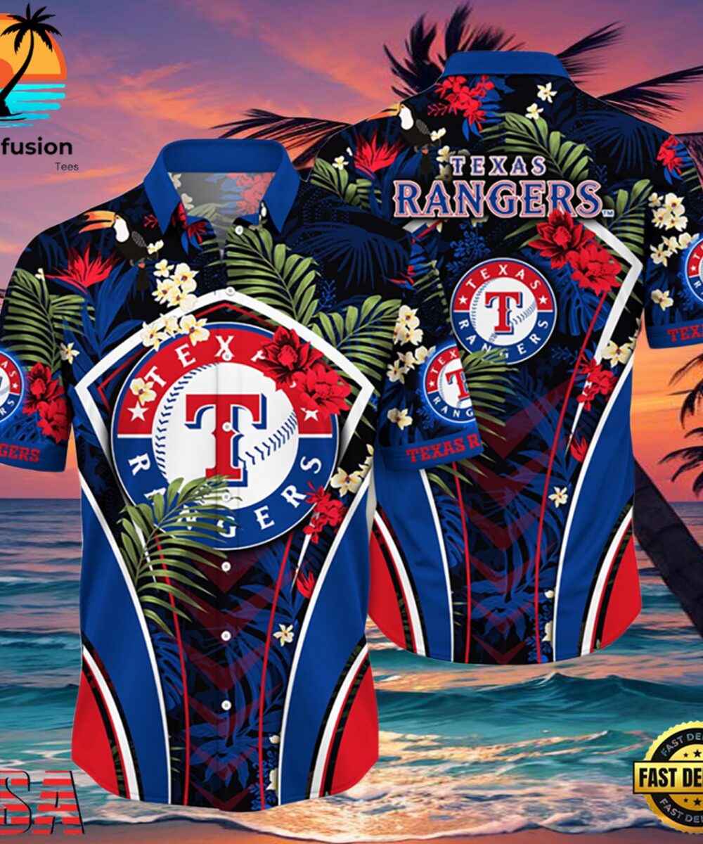 MLB Texas Rangers Flower Tropical Style Hot Trending Hawaiian Button Down Shirt , Floral Shirts 7 MLB Texas Rangers Flower Tropical Style Hot Trending Hawaiian Button Down Shirt
