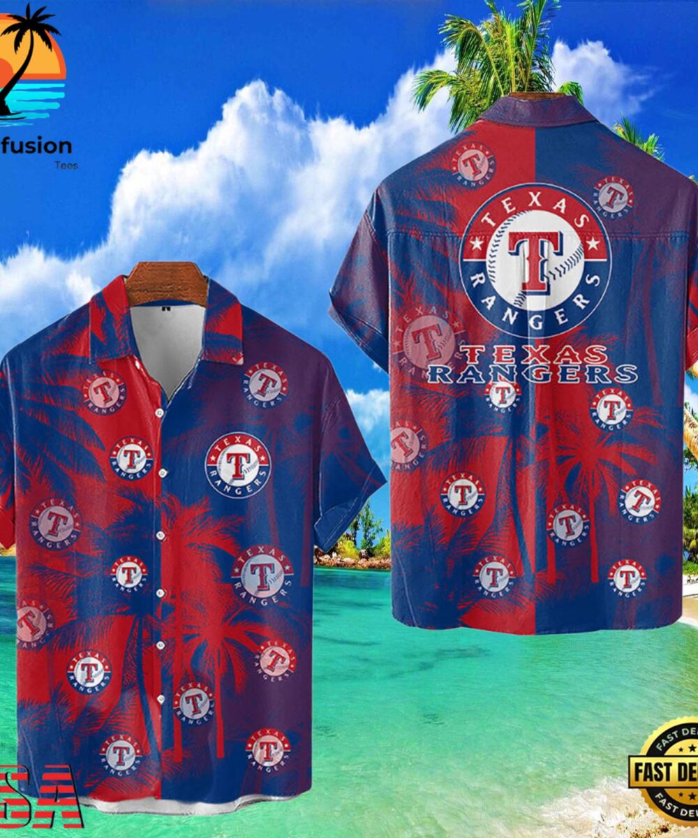 MLB Texas Rangers Tropical Palm Trees Aloha Hawaiian Shirt , Floral Shirts 7 MLB Texas Rangers Tropical Palm Trees Aloha Hawaiian Shirt