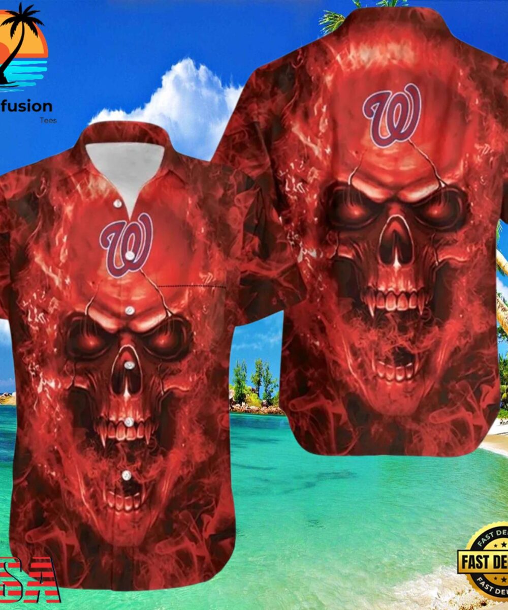MLB Washington Nationals Skull Aloha Hawaiian Shirt