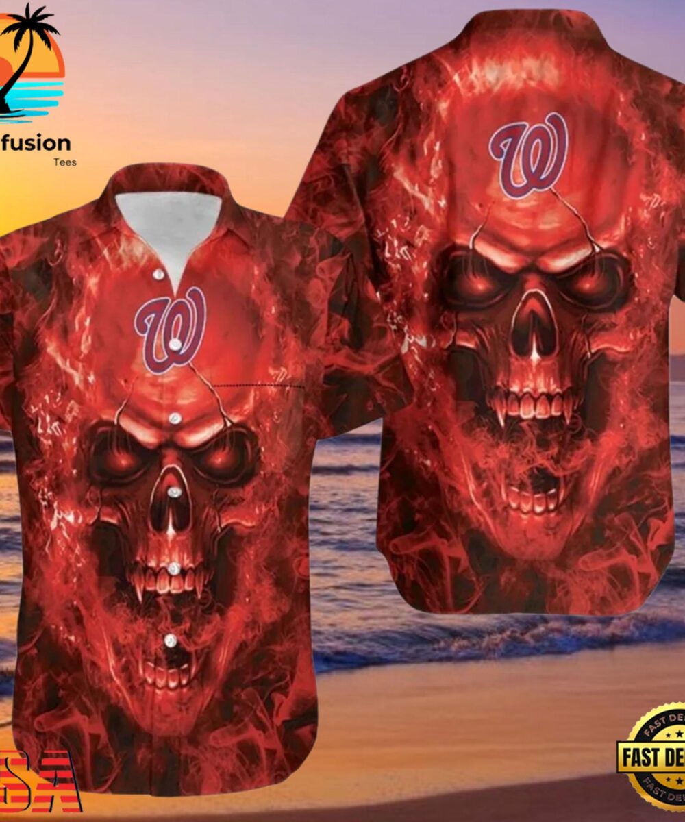MLB Washington Nationals Skull Aloha Hawaiian Shirt