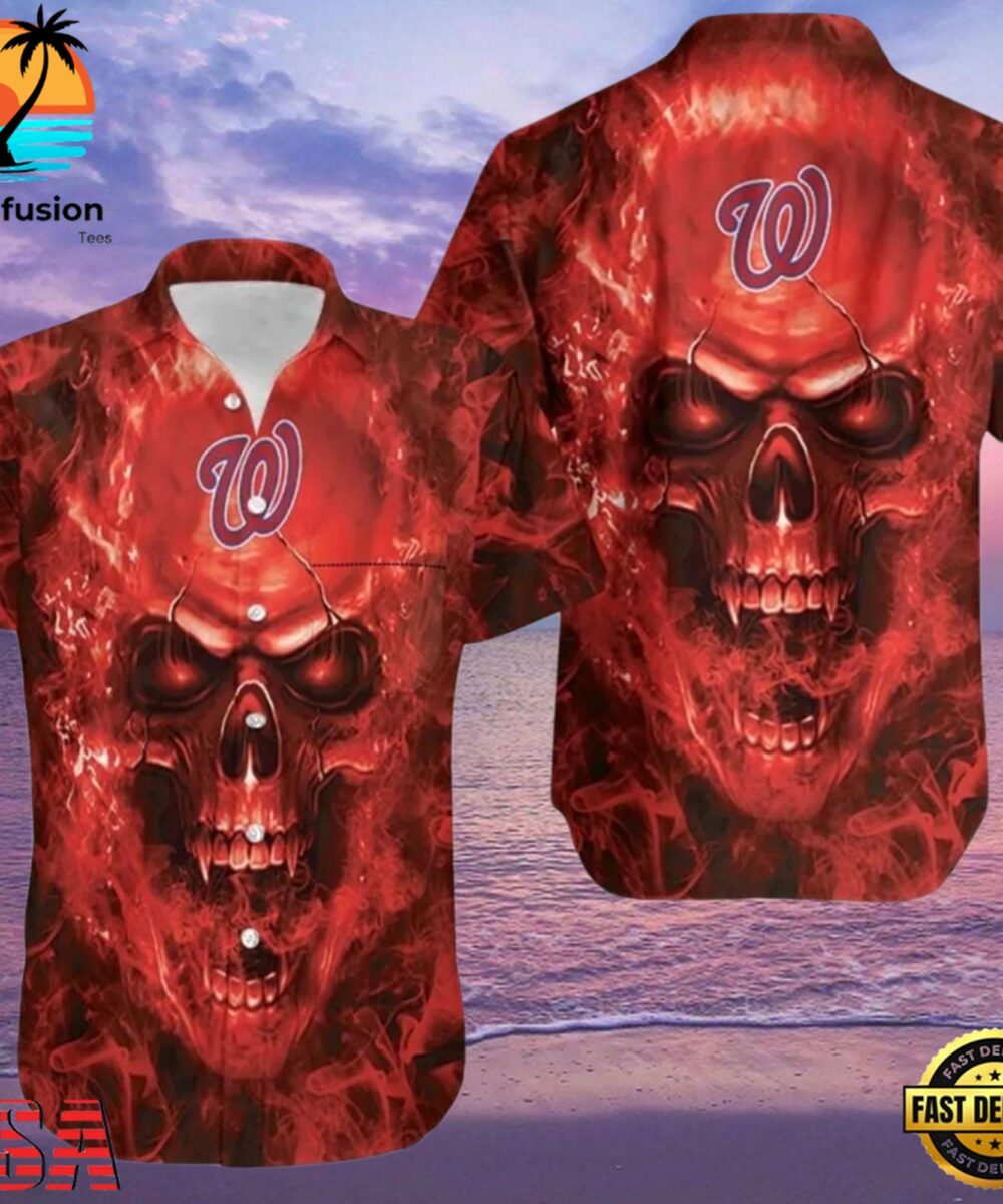 MLB Washington Nationals Skull Aloha Hawaiian Shirt