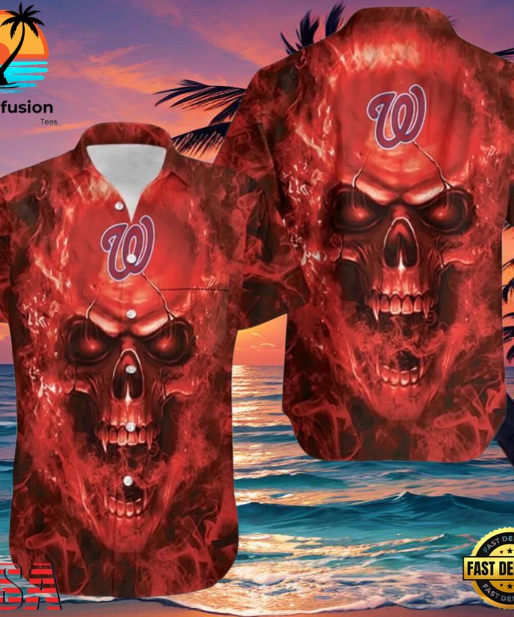MLB Washington Nationals Skull Aloha Hawaiian Shirt