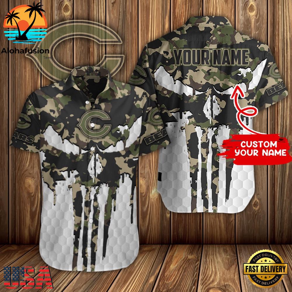 NFL Chicago Bears Camo Veterans Military Hawaiian Shirt