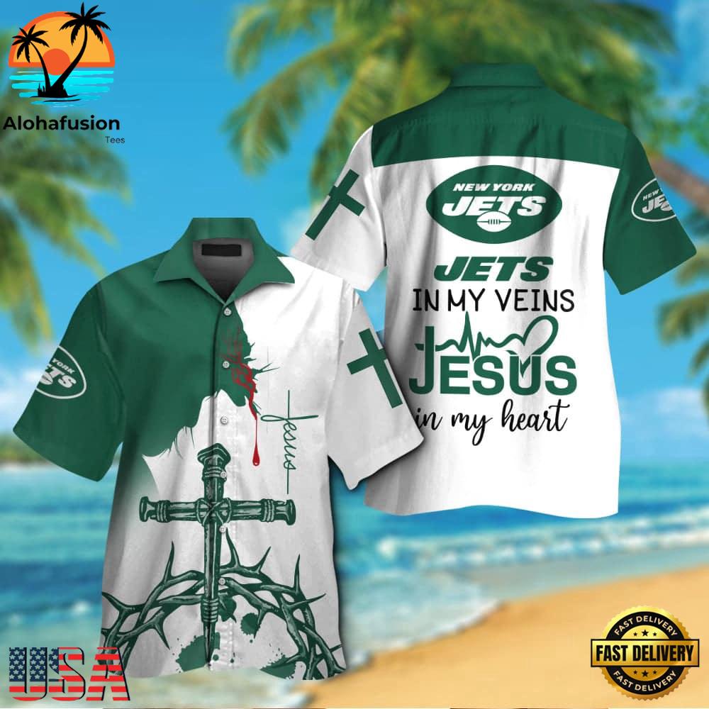 NFL New York Jets In My Veins Jesus Im My Heart Hawaiian Shirt
