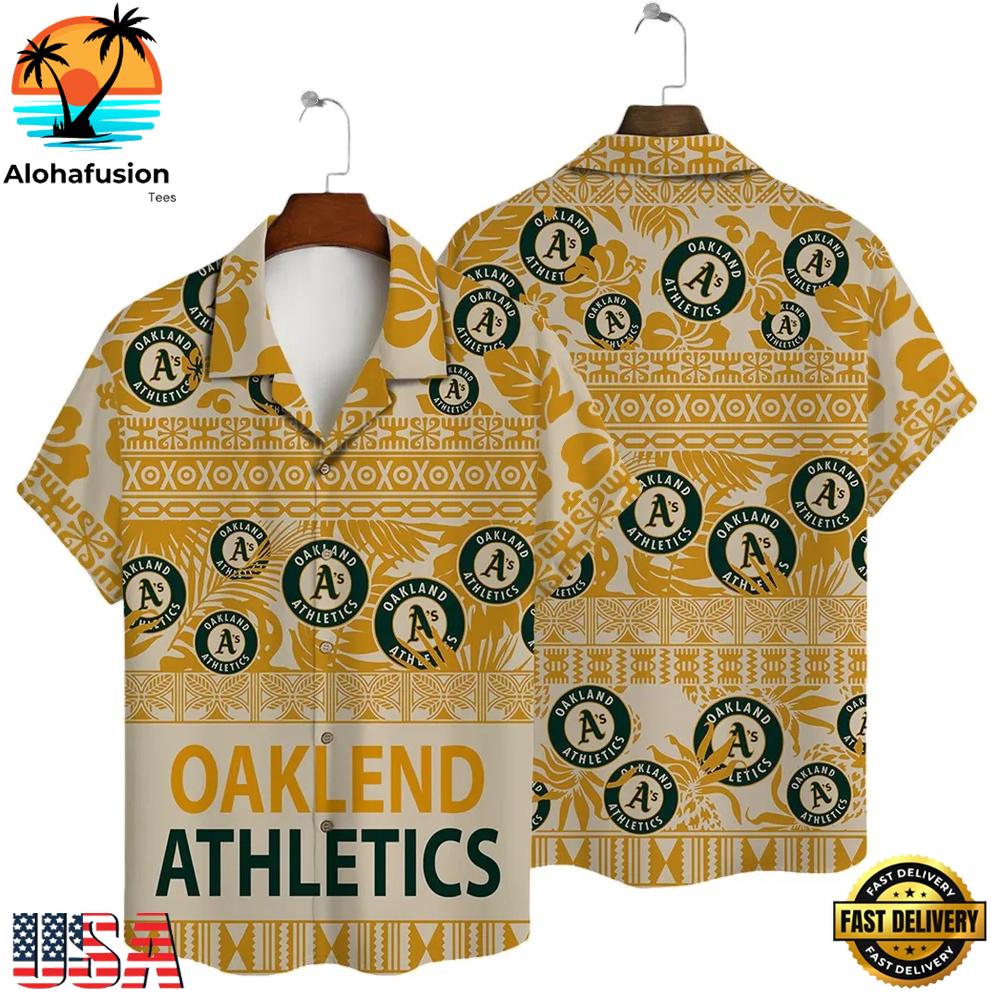 Oakland Athletics Golden Tribal Pattern Summer Hawaiian Shirt