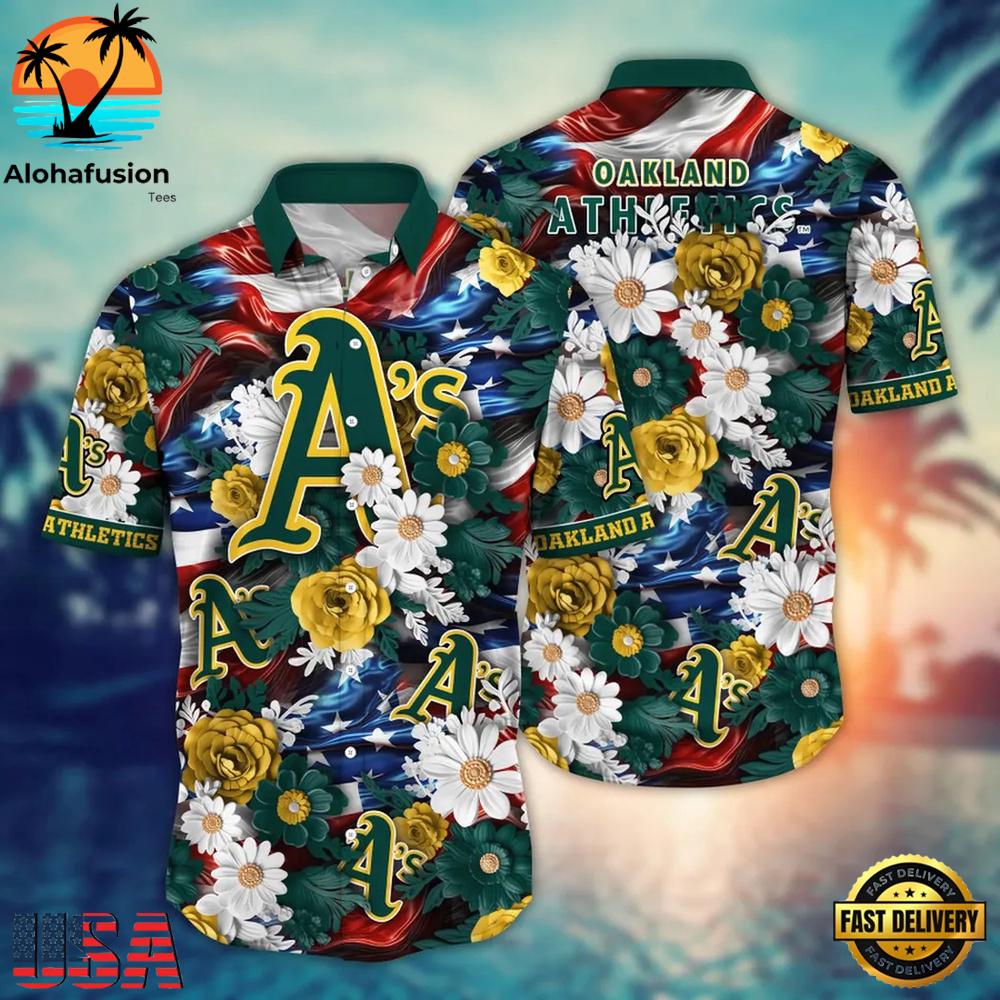 Oakland Athletics Patriotic Bloom Summer Hawaiian Shirt