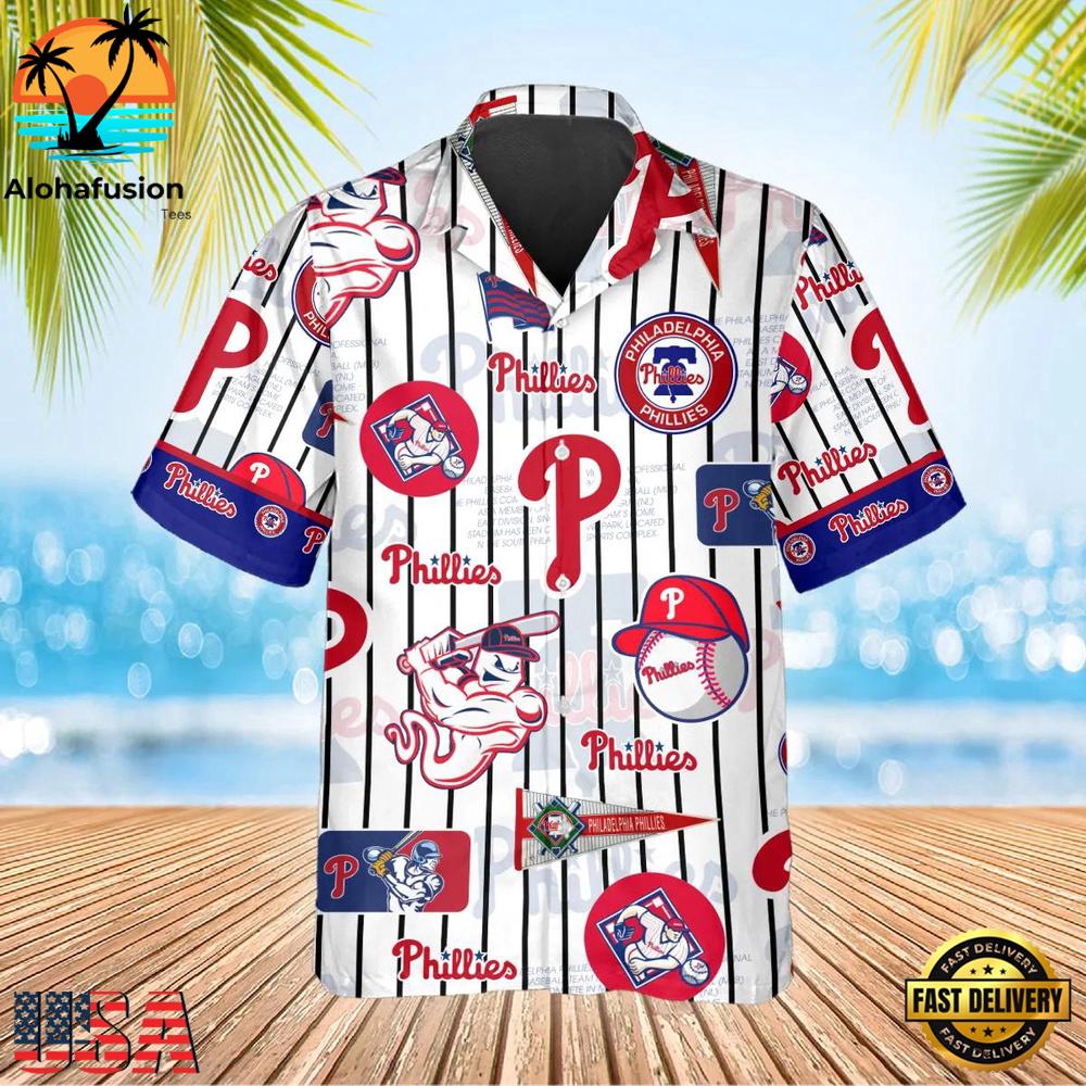 Philadelphia Phillies Pinstripe Fanatic Summer Hawaiian Shirt