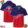 Philadelphia Phillies Team Logo Palm Leaf Pattern Summer Hawaiian Shirt