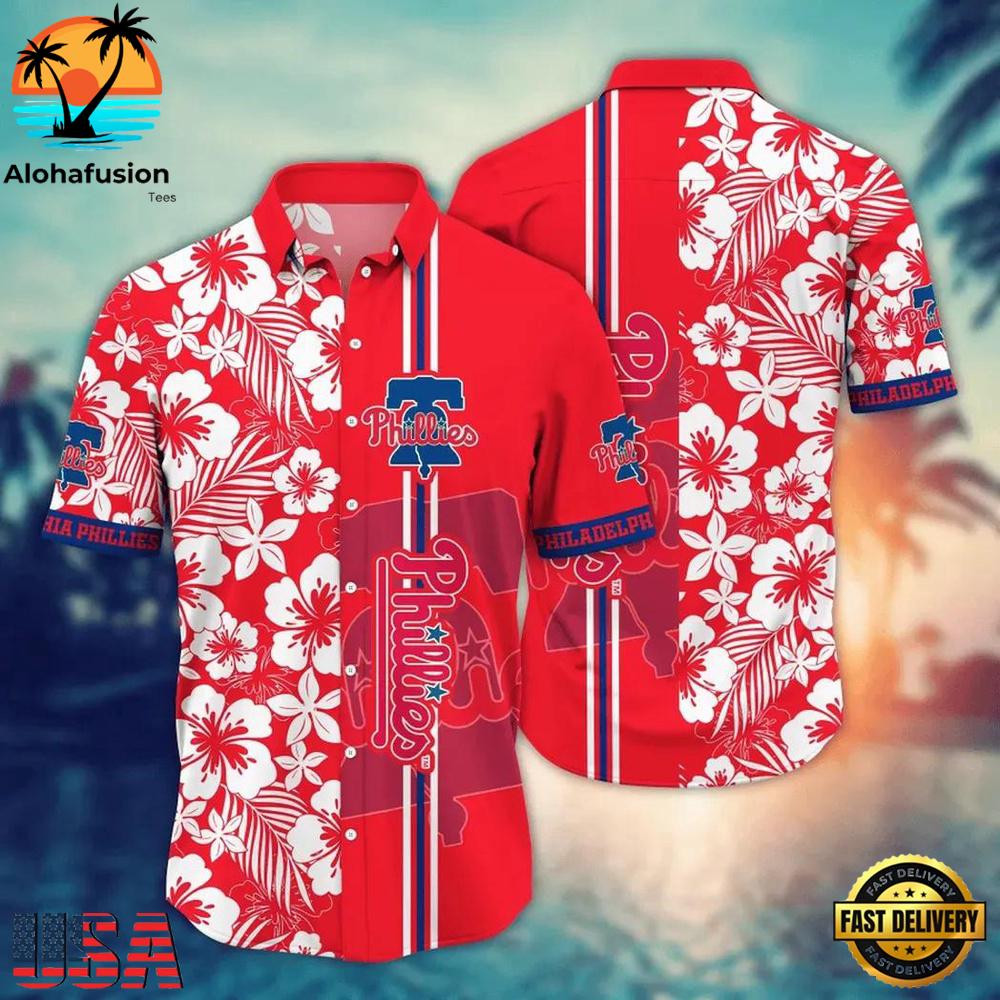 Philadelphia Phillies Tropical Hibiscus Summer Hawaiian Shirt