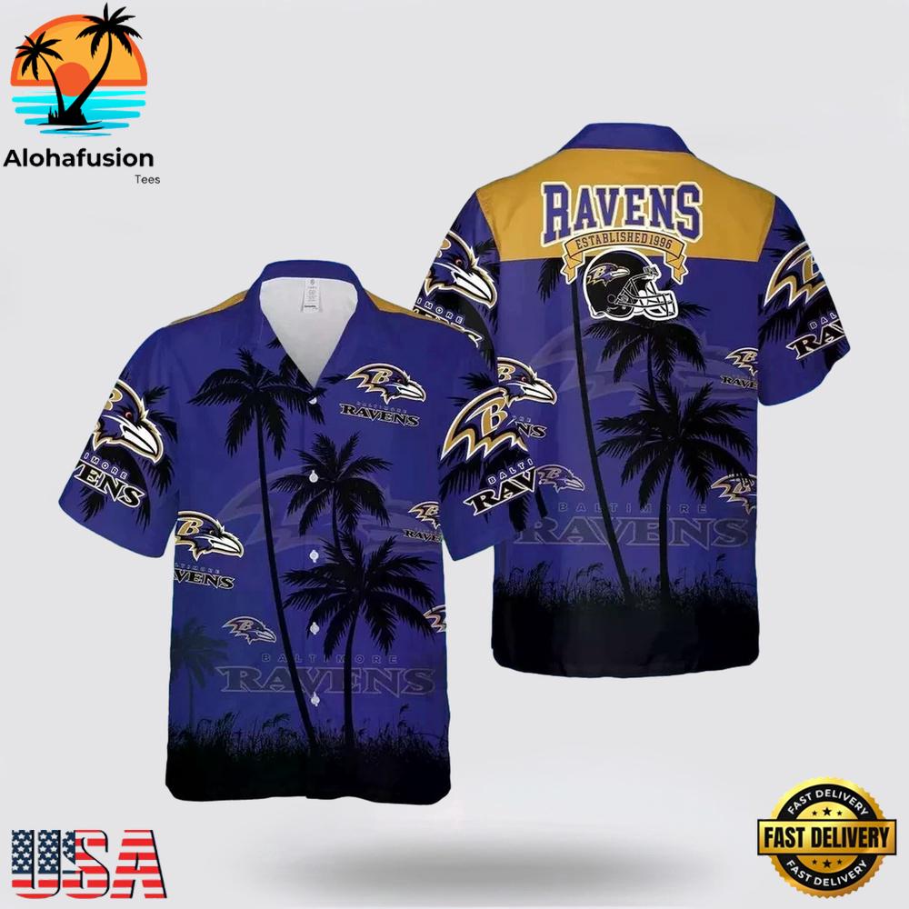 Baltimore Ravens Football Team Hawaiian Shirt