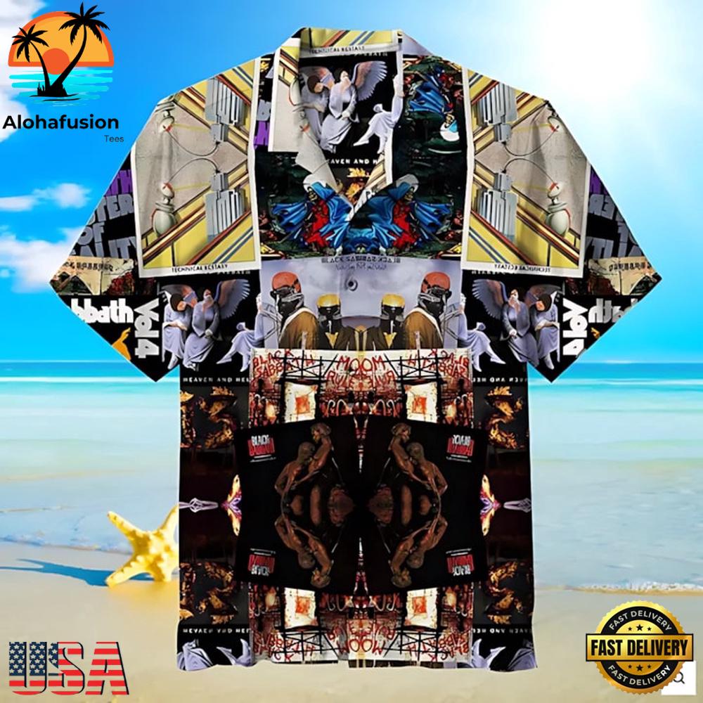 Black Sabbath Album Cover Collage Summer Aloha Hawaiian Shirt