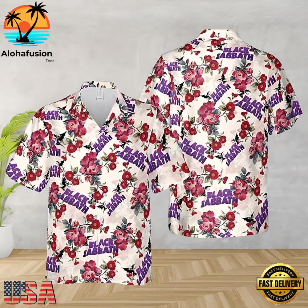 Black Sabbath Floral Print Summer Aloha Hawaiian Shirt