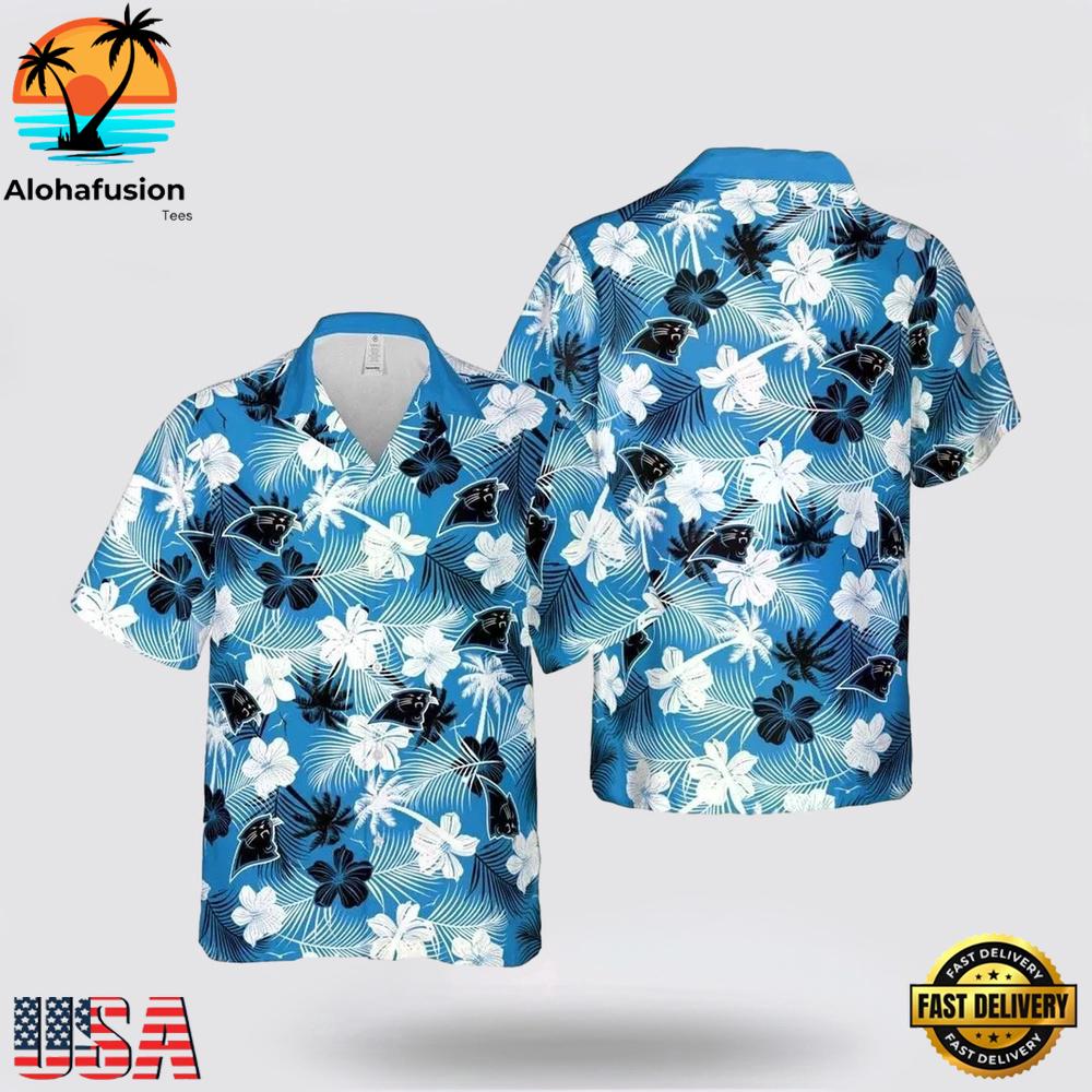 Carolina Panthers Flowers Pattern Hawaiian Shirt
